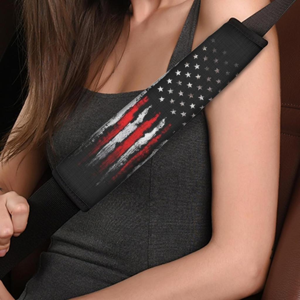 SEANATIVE Винтажный Американский Флаг Печать Накладка на Ремень Безопасности Автомобиля Защитный Чехол на Ремень Безопасности Комплект из 2 шт. Декор Салона Автомобиля