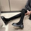 British Style Boots Women's 2025 New Autumn and Winter Thick-soled High-heeled Elastic Cloth Socks Boots, Thin and Tall Knight Boots