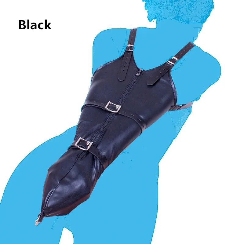 Arm Behind Back Armbinder Restraints Leather Zipper Handcuffs Sex Toys for Men Women Fetish Bdsm Bondage Slave Role Play Flirt