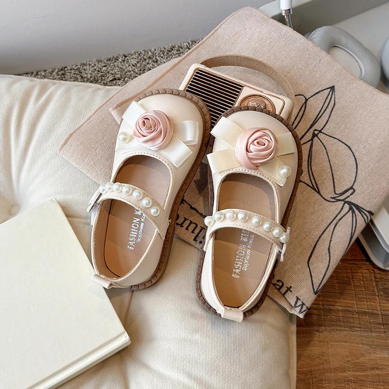 Элегантные туфли для девочек на свадьбу, шикарные детские повседневные кожаные туфли с цветочным принтом, модные милые универсальные детские туфли для принцесс