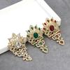 Vintage Crytal Flower Brooch Pins Turkish Women Retro Gold Color Crystal Jewelry Ethnic Wedding Bridal Gift