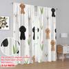 2pcs,2D plane printing Pattern Curtains Poodle Pattern Durable 100% Polyester Fabric (without rod) Decorations Outdoor Perfect