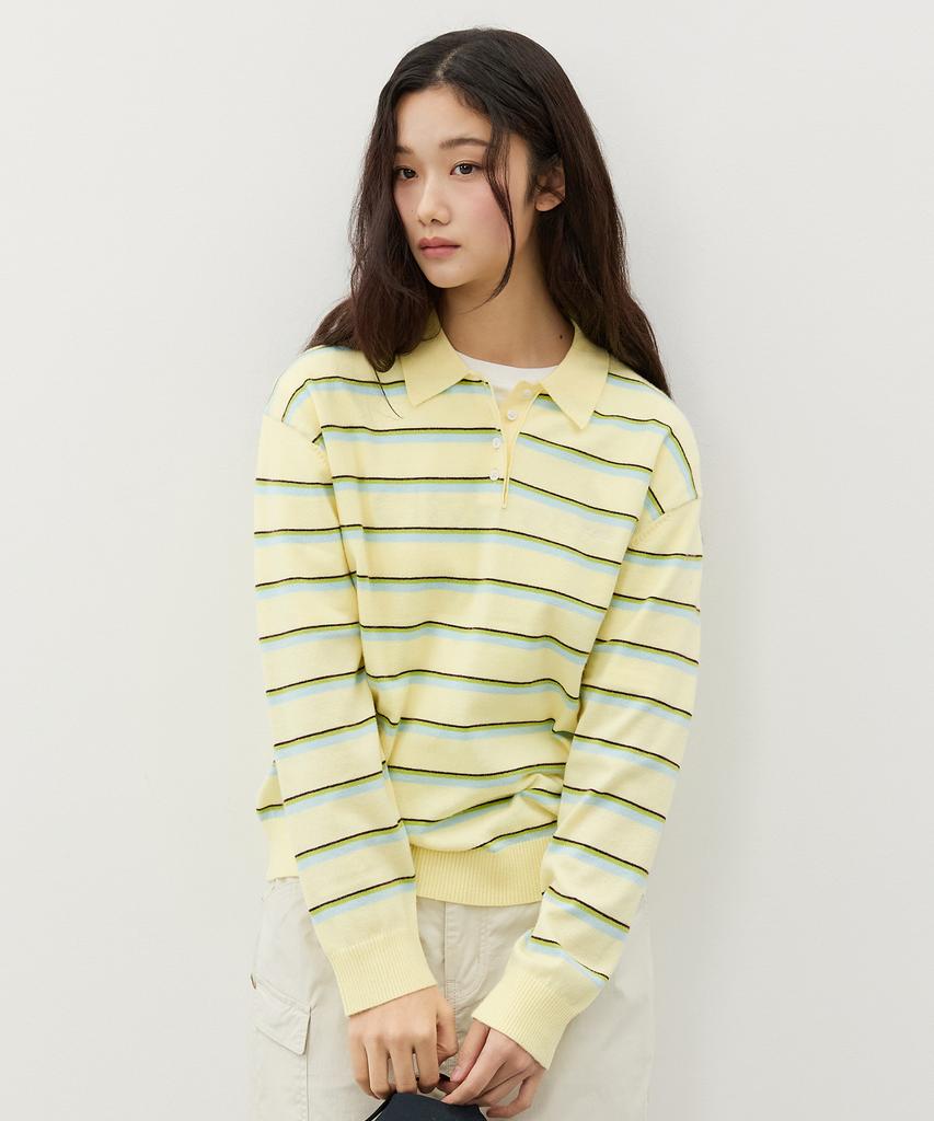 CITYBREEZE Multi-Stripe Collared Knit_3 Colors
