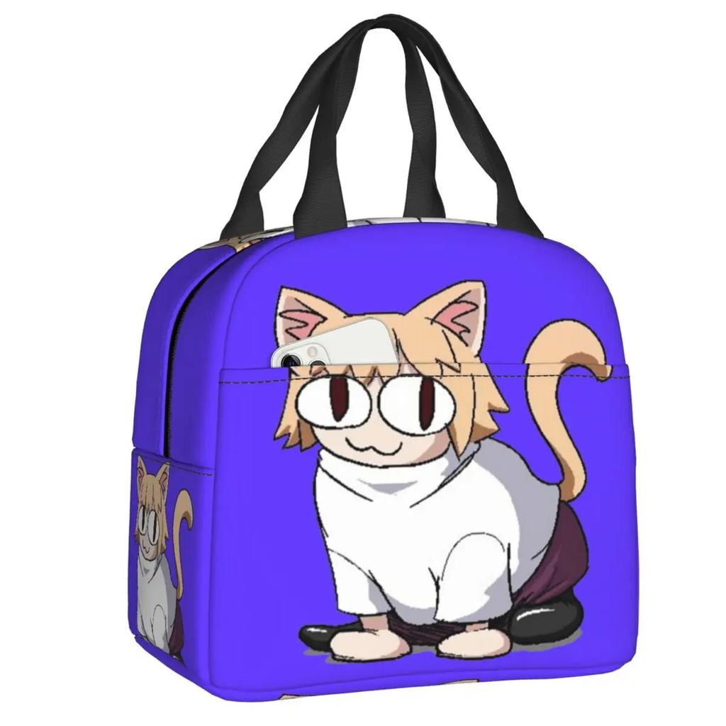 Neco Arc Cat Insulated Lunch Bags for Women Cartoon Comic Game Resuable Cooler Thermal Bento Box Work School Travel