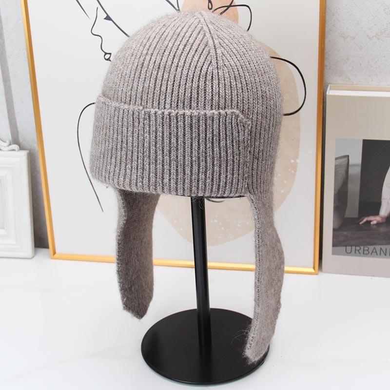 New yak velvet Lei Feng knitted hat women's ear protector knitted hat women's retro warm cold hat outdoor cold proof pullover hat
