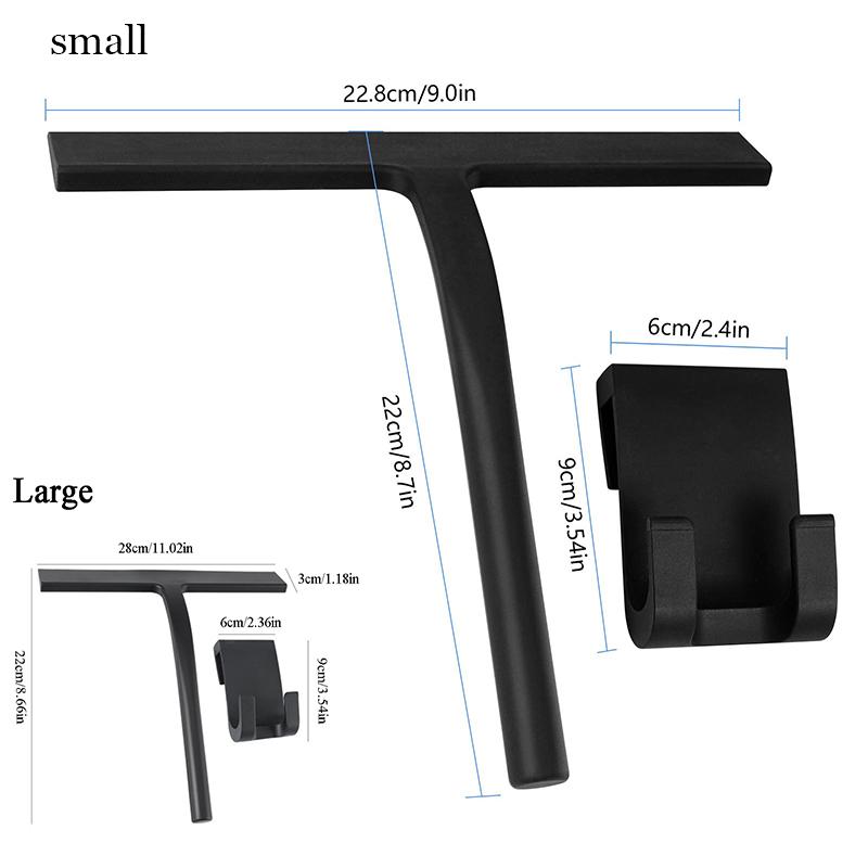 Silicone Shower Squeegee Window Squeegee with Storage Holder with Stainless Steel 8.93-Inch Cleaning Tool with Hook