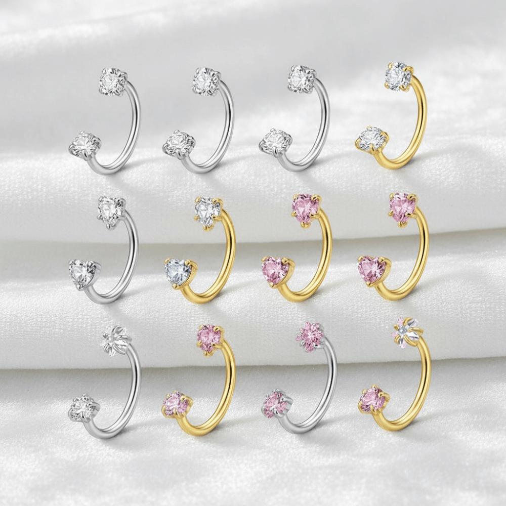 2 PCS Elegant Nose Ring Stainless Steel Daith Piercing Jewelry Cartilage Helix Earrings Daily