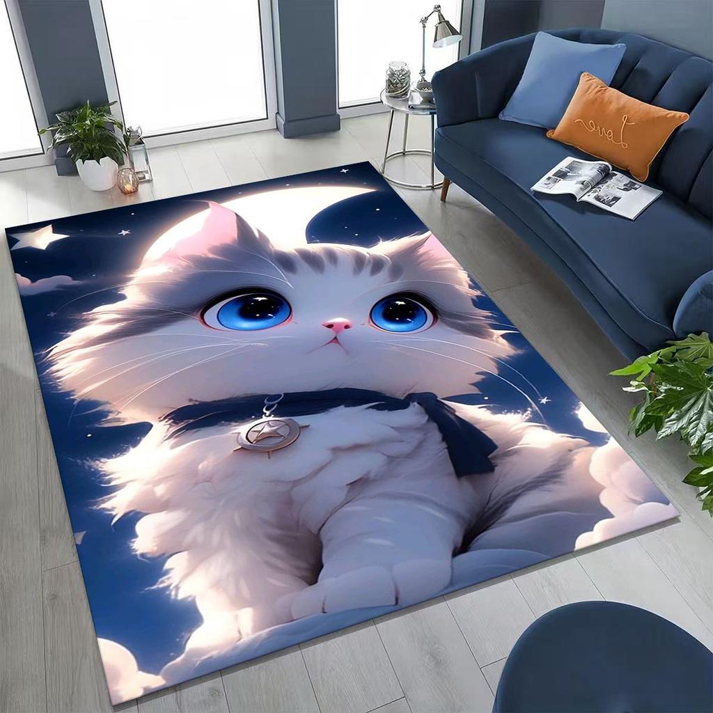 2026 Новый Милый Кот Котёнок Мяу Мультяшный Ковер для Спальни Гостиной Дивана Дома Придверный Коврик Декор, Большой Детский Игровой Нескользящий Напольный Коврик