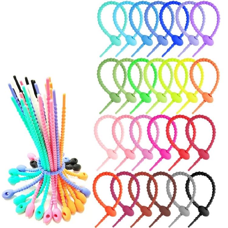 Colorful Silicone Bag Wire Reusable Cable Fasteners for Wrapping and Customizing