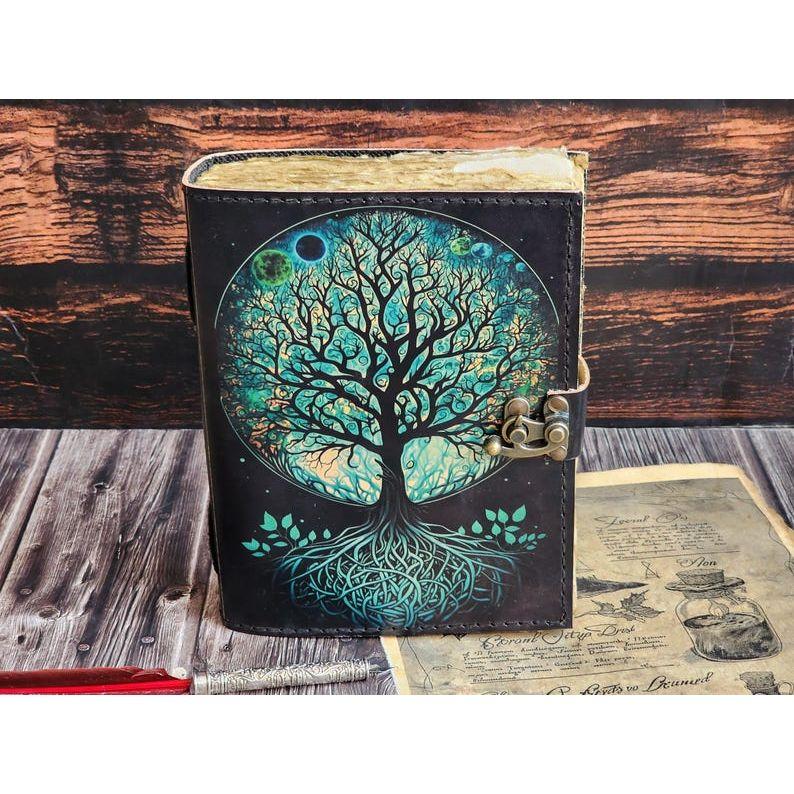 Новый кожаный журнал Древо жизни - Блокноты из натуральной кожи для женщин - Красивый журнал Для зарисовок Книга для путешествий Пустая книга Заклинания Подарки
