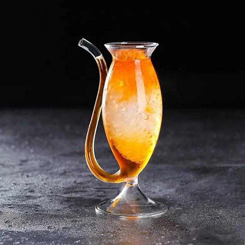 Wine Whiskey Glass Heat Resistant Sucking Juice Milk Drinking Tube Straw Cup Creative Wine Glass High Quality Glass Cup