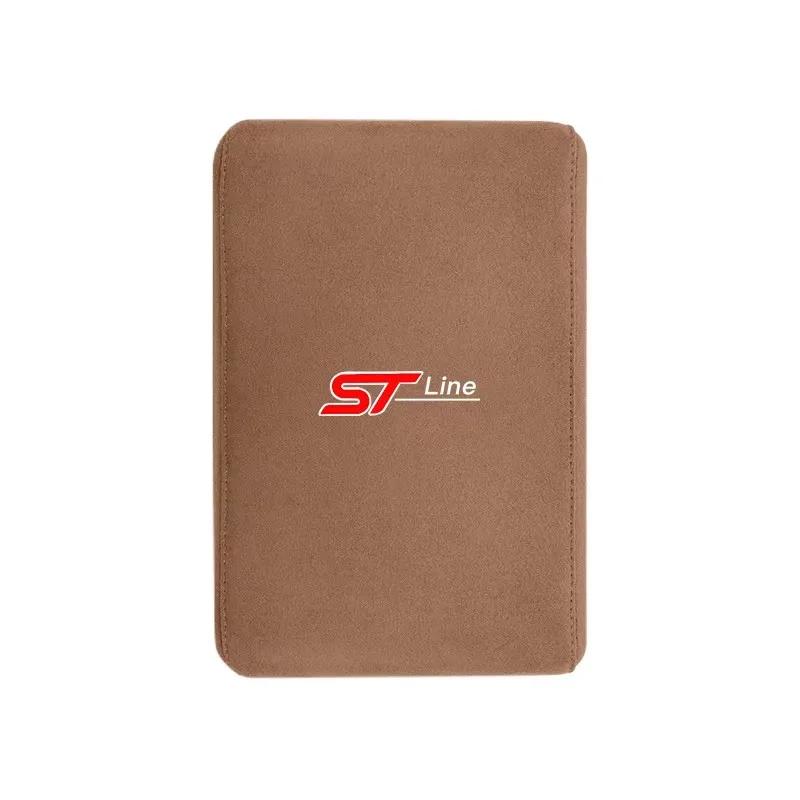 Car Sticker Hot For Ford Car Suede Armrest Mat Arm Rest Box Cushion Protection Decoration Pad For Ford Focus mk2 mk3 Fiesta mk7