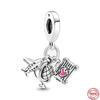 New Original Silver Color Ariplane Travel Dangle Diy Bead Fit European Fashion Charms Bracelet Bangles Diy Jewelry P624