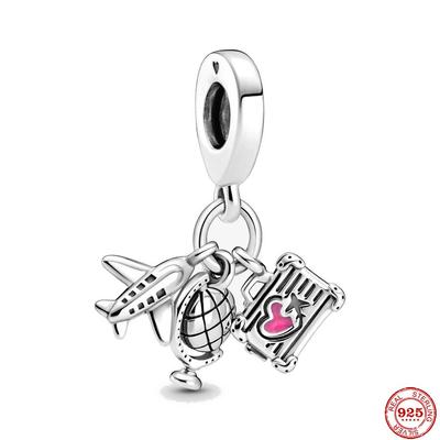 Новый оригинальный серебряный цвет Ariplane Travel Dangle Diy бисер подходит для европейской моды подвески браслет браслеты Diy ювелирные изделия P624