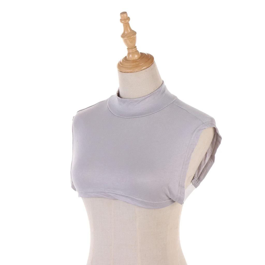 New Womens Muslim Modal Fake False Collar Islamic Hijab Extensions Turtleneck High Neck Cover Warmer Bright Solid Color Half Top