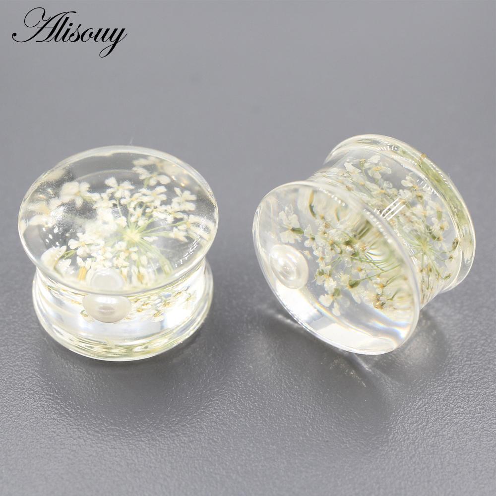 Alisouy 2 шт. прозрачный акриловый цветок лист одуванчик снежинка ушные манометры туннельная пробка носилки расширитель пирсинг украшения для тела