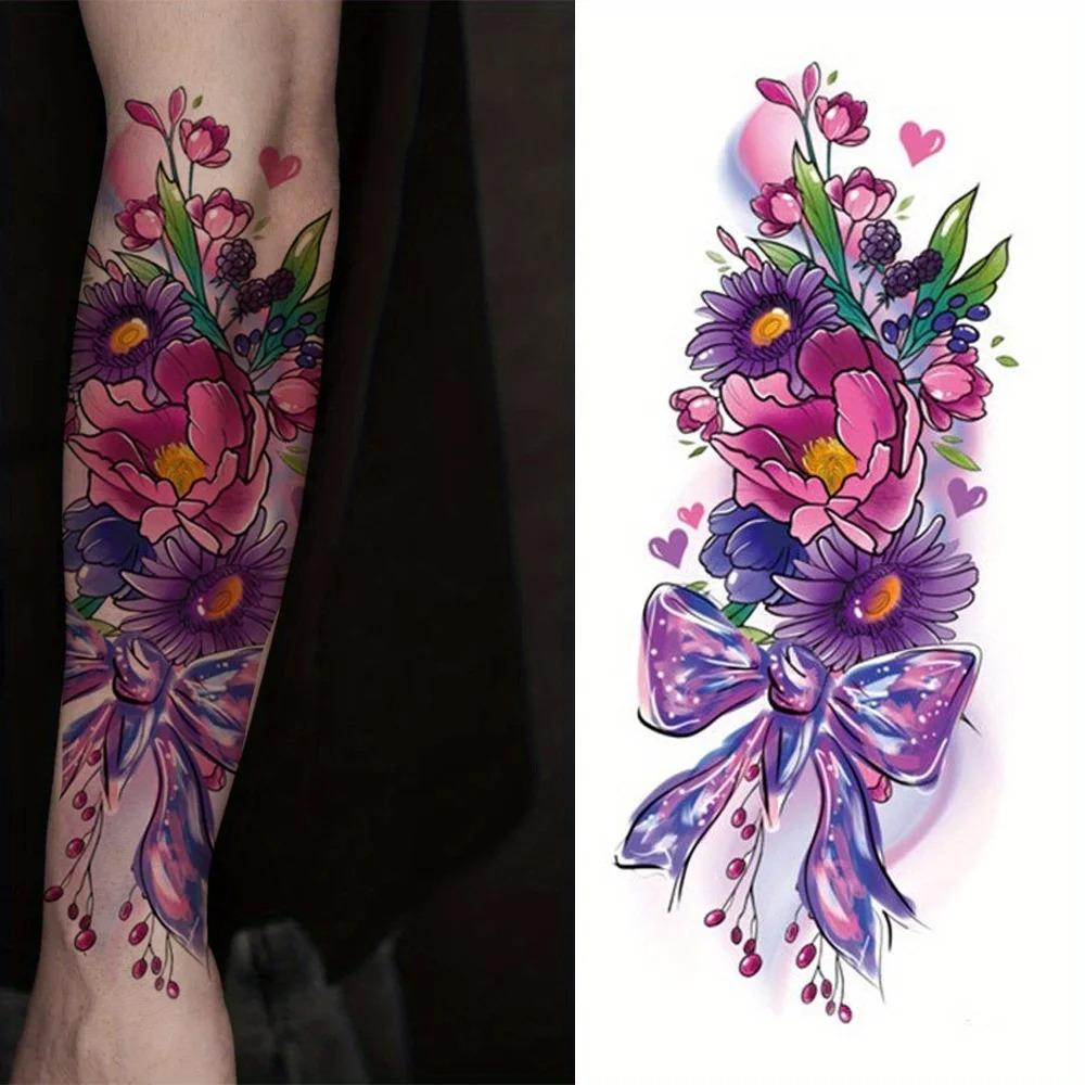1Pc Butterfly Love Tattoo Sticker, Suitable For Women'S Beautiful And Fashionable Body Decoration With Colorful Designs
