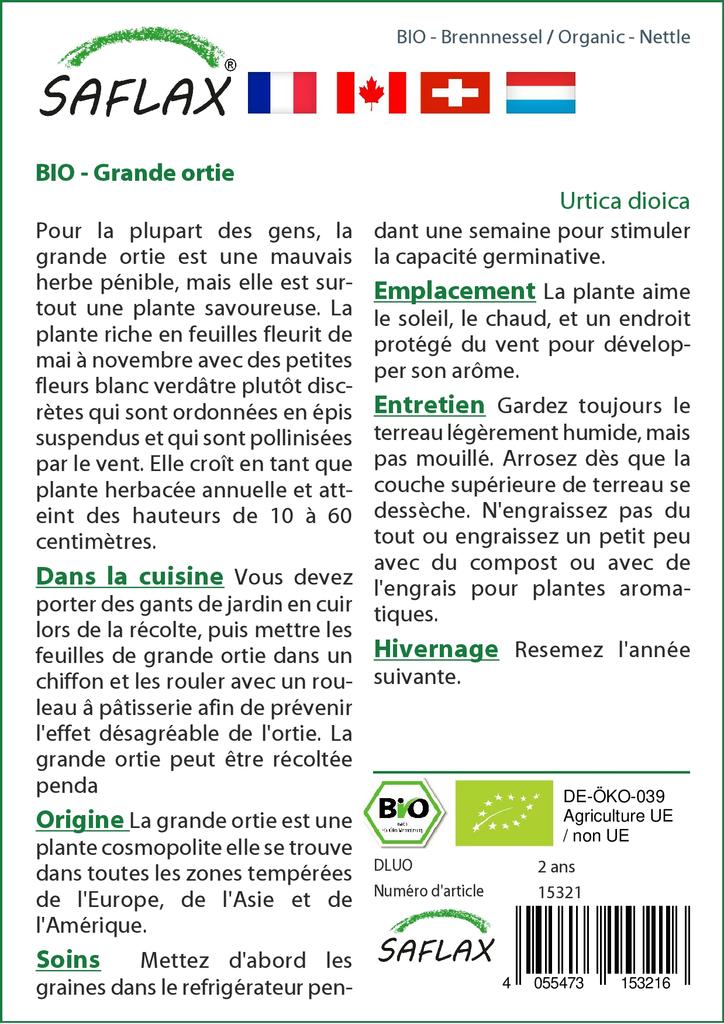 SAFLAX Garden in the Bag - Органический продукт - Крапива - 2000 семян - С субстратом в подходящем пакете - Urtica dioica