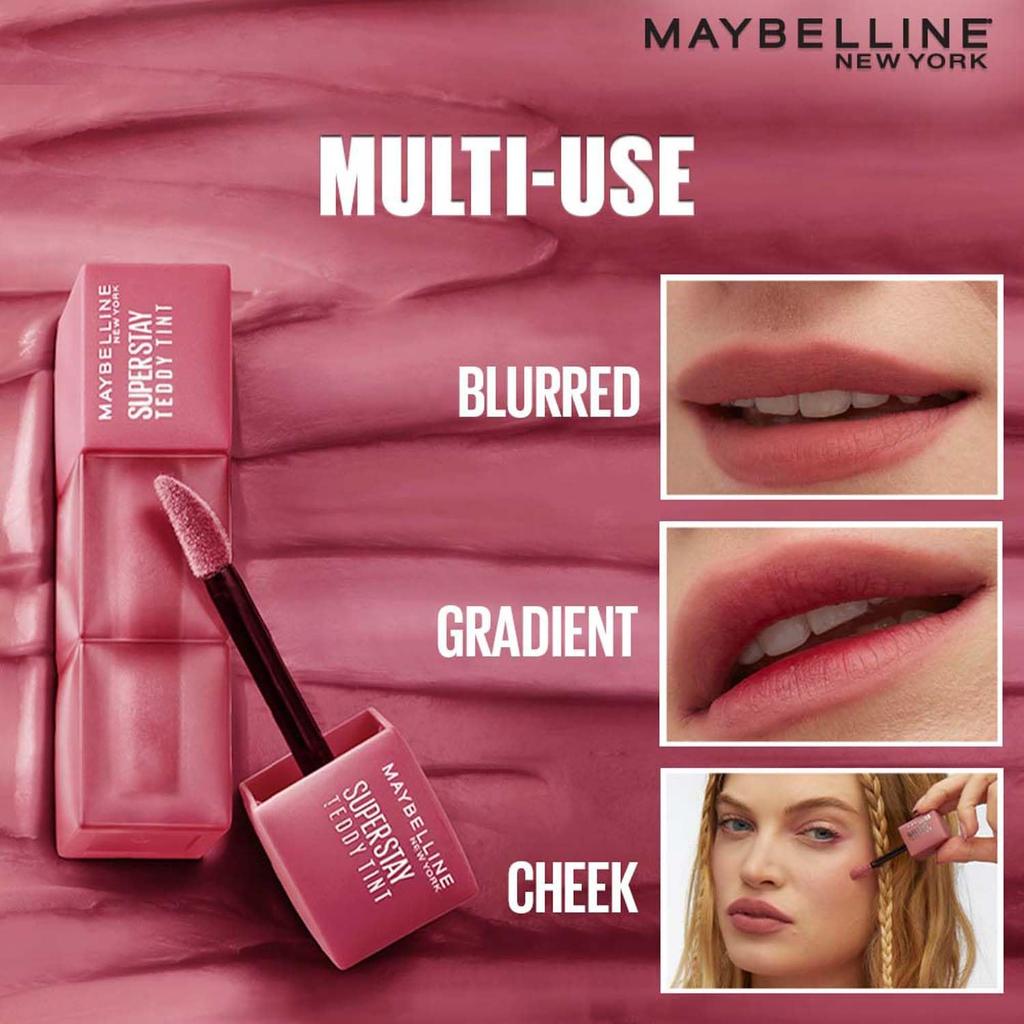 Maybelline Нью-Йорк Superstay Teddy Tint Цвет для губ и щек Тушь Слеза 5 мл Стойкий Размытый матовый Не отпечатывается