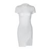 Split Dress Summer Short Sleeved High Neck Sexy Halter Temperament Bag Hip Dress