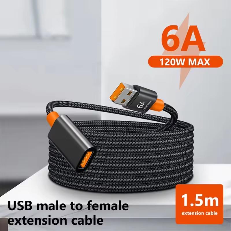 Кабель-удлинитель USB 3.0 6A 120 Вт USB A папа-мама Кабели-удлинители для ПК Камера PS3 Ноутбук ТВ Высокоскоростной шнур-удлинитель для передачи данных