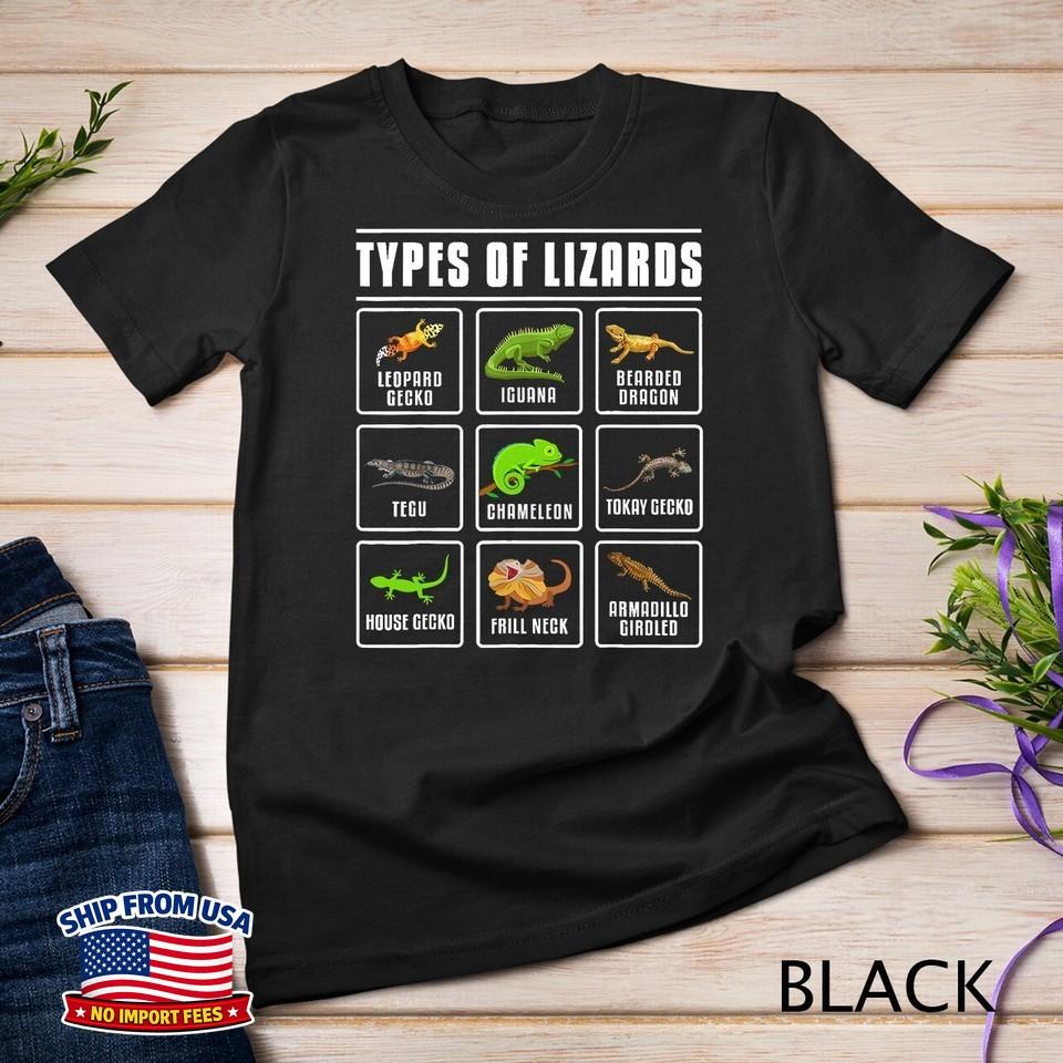 Types of Lizards Lizard Reptiles Unisex T-shirt