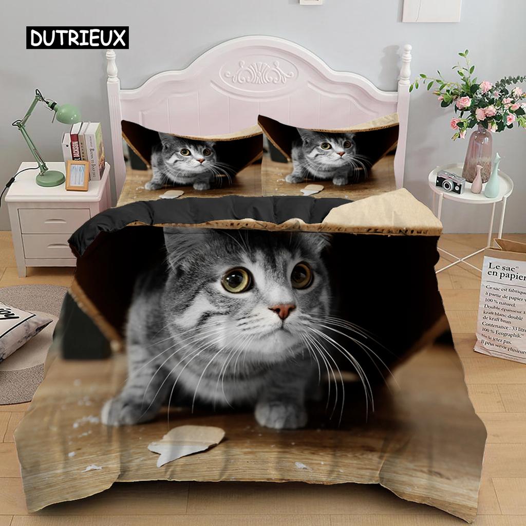 3D комплекты постельного белья красный пододеяльник комплект стеганого одеяла постельное белье наволочка King Queen 210*210 см размер Pet Cat дизайн для детей девочек