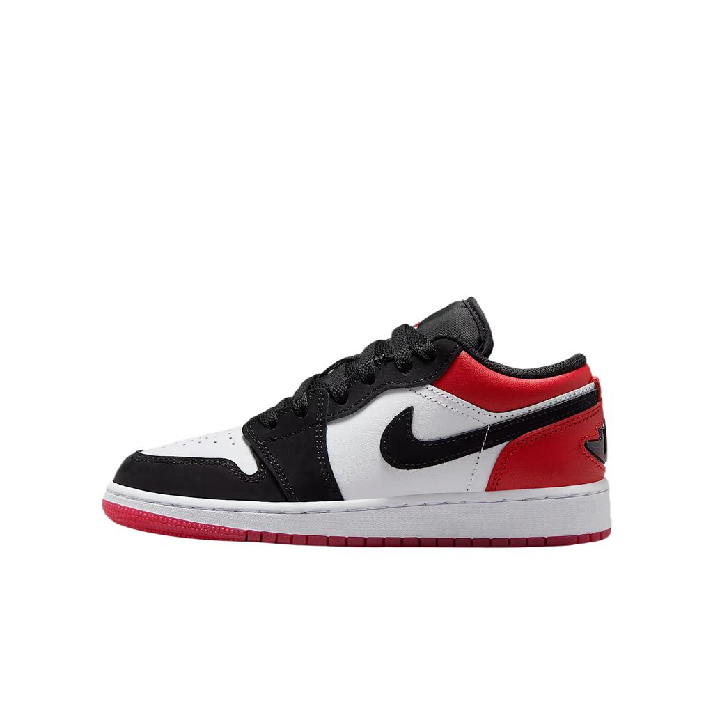 Кроссовки Air Jordan 1 Low SE GS Black Toe для детей Белые Красно-бордовый IB8970-106