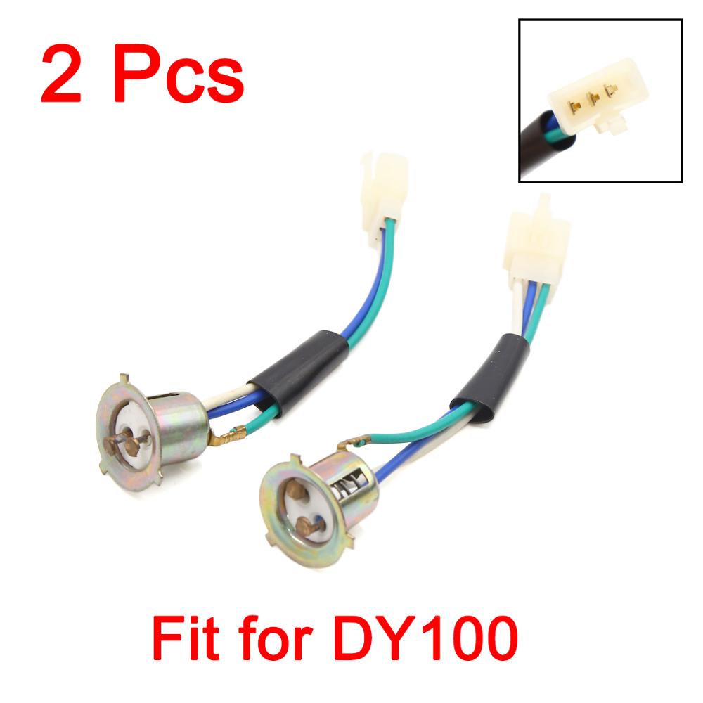 X Autohaux 2 Pcs 3 Wires Motorcycle Scooter Headlight Head Lamps Socket Holder Adapter Fit for CG125 JH70 DY100