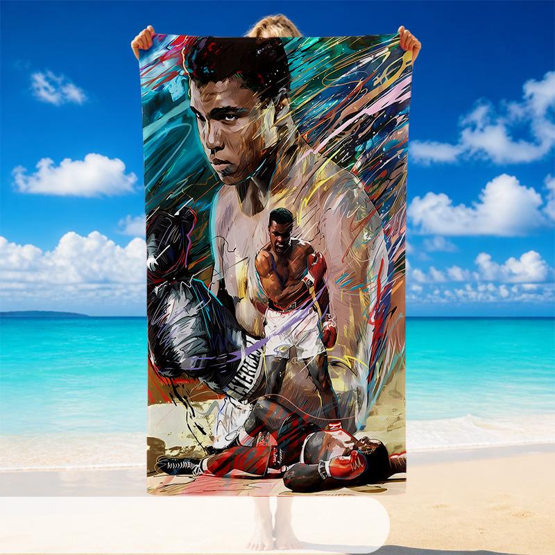 Quick Dry Beach Towel Muhammad Ali Pattern, Lightweight Absorbent Towel for Pool Beach Vacation Use