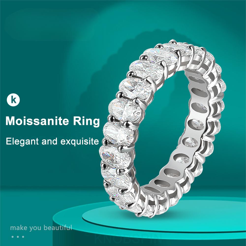 D Color VVS1 3*5mm Oval Moissanite Rings for Women Men Engagement Wedding Eternity Bands with GRA S925 Sliver Plated 18k Ring