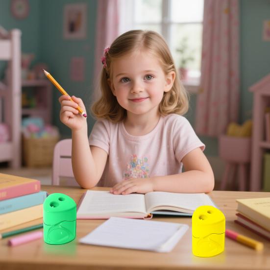 4 шт. точилки для карандашей с двумя отверстиями для детей, студентов, прозрачная точилка с контейнером для стружки, портативная ручная точилка для школы, офиса, дома