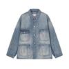 CROQUIS Men's H-Type Lapel Long Sleeve Denim Jacket