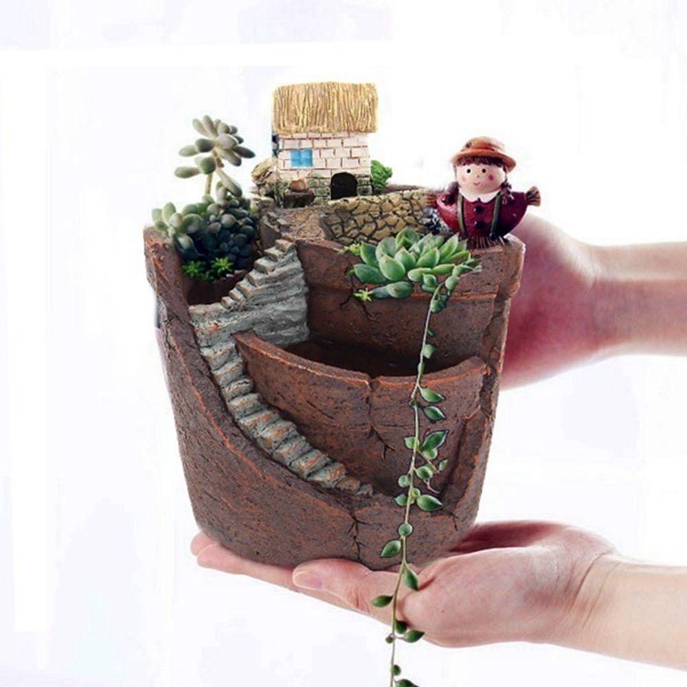 9X12cm Office Green Plants House Home Decor Succulent Flower Basket Planter Bonsai Pot Sky Garden