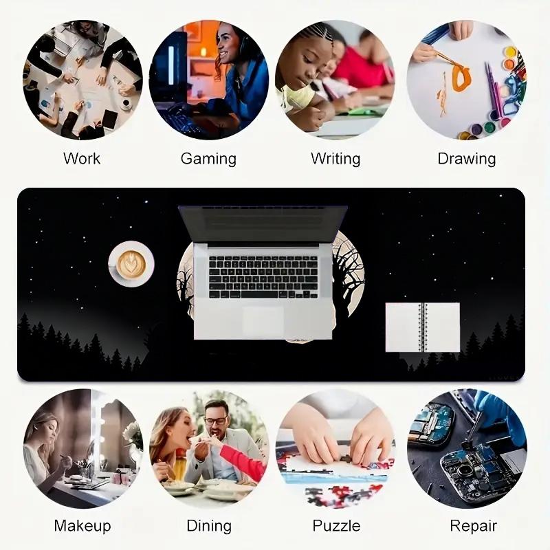 Moonlit Silhouette Xl Gaming Mouse Pad Nonslip Rubber Base Stitched Edge Waterproof Desk Mat For Pc Laptop Gamer Office Computer Accessories C927463