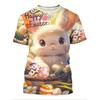 Fashion 3D Printed Rabbit T-shirt Men's Animal Pattern T-shirt Round Neck T-shirt Summer Street Wear Short Sleeved T-shirt Top