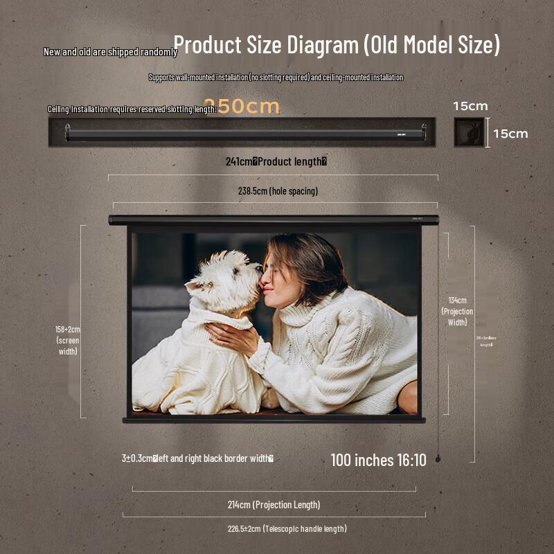 Deli 50442 100-inch Electric Remote Projector Screen