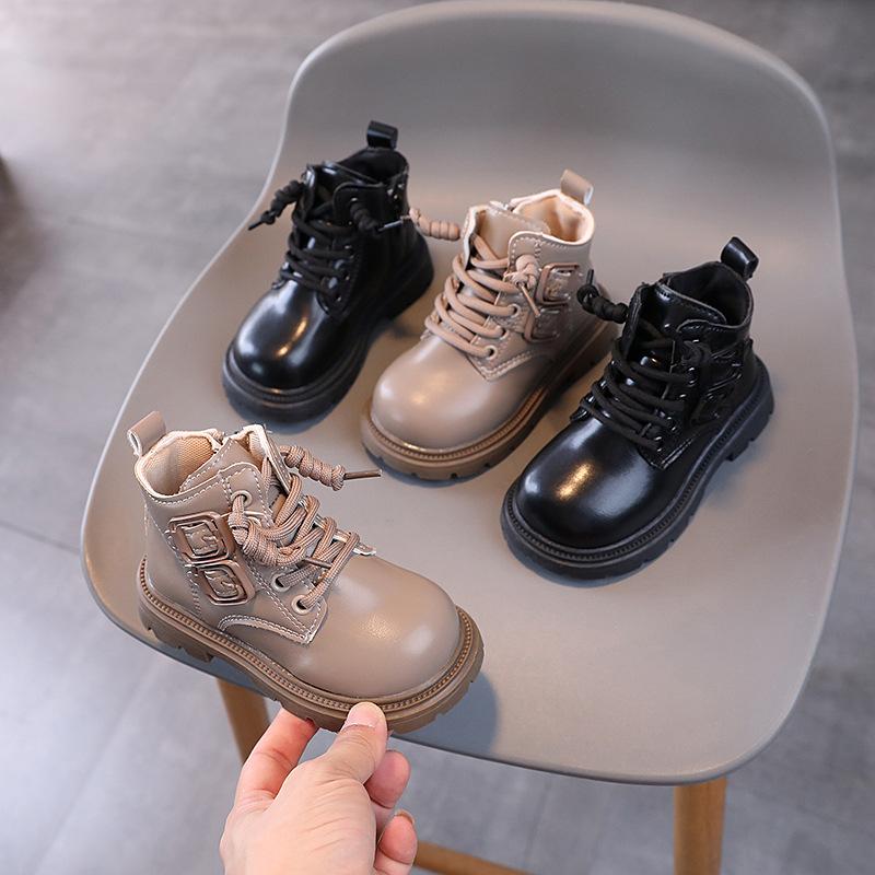 Новые детские ботинки для мальчиков, нескользящие, для девочек, матовые, из искусственной кожи, модные, повседневные, детские, с толстой подошвой, ботильоны, весна-осень, универсальные
