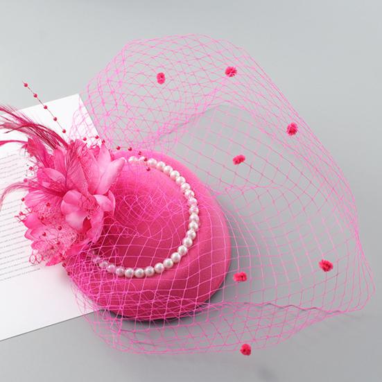 Винтажная шляпка-таблетка с искусственным жемчугом, сеткой и перьями, украшение для волос, головной убор для свадеб и мероприятий, аксессуары для волос