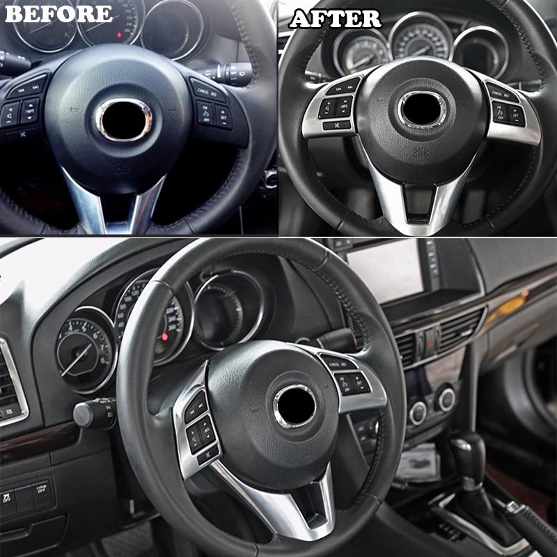 Для Mazda 6 Atenza GJ 2013 2014 2015 2016 хромированная крышка панели рулевого колеса, кнопка переключения, накладка, наклейка, украшение автомобиля