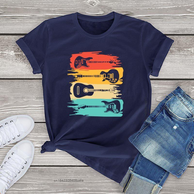 Винтажные футболки с гитарой из % хлопка, женская одежда, женские футболки с гитаристом музыкальной группы, мягкие модные женские топы, футболки унисекс