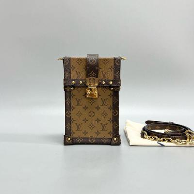 [Б/У] Вертикальная сумка-клатч Classic Monogram Модная Универсальная Портативная Сумка на цепочке из покрытого холста Коробка для сигарет Сумка для телефона На плечо - Отличное состояние #2A5FFK