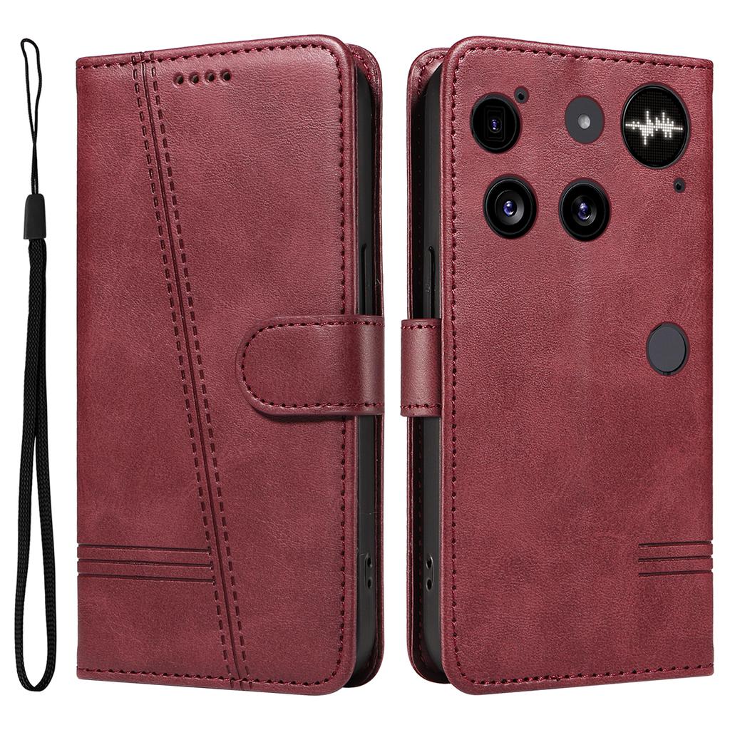 Ни за что Телефон (3) 5G Чехол-кошелек Кожаный чехол для телефона с Т-образными линиями Подставка