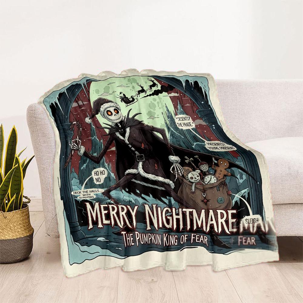 Christmas Nightmare Blanket Comfortable Suitable for Chair Couch Office Chair for All Seasons Modern Style Gift for Travel Home Birthdays