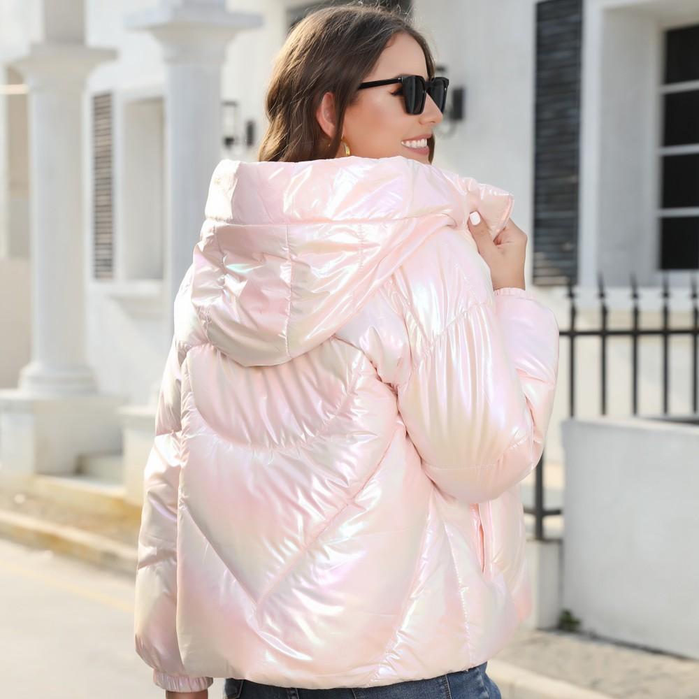 Модная женская яркая хлопковая куртка, куртка с капюшоном, теплая хлопковая куртка