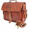 Laptop Briefcase Goat Tan Leather Vintage Brown Messenger Shoulder Bag for Men