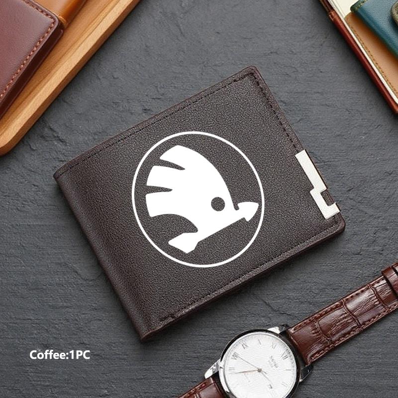 TTJJ2 Men Wallet ID Credit Card Holder License Bag Gift Accessories For Skoda S Kodiaq Octavia 2 3 Yeti Karoq Rapid Fabia VII VRS