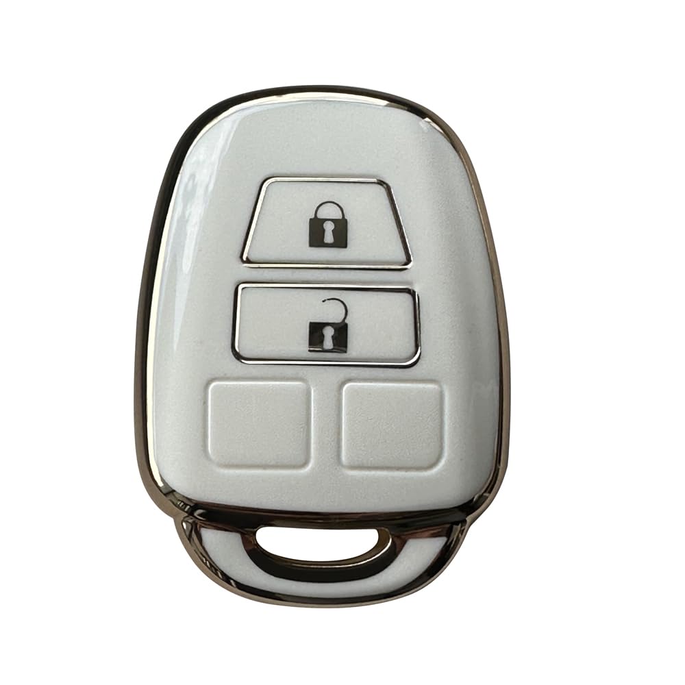 Kinotaka 2 Button Keyless TPU Key Cover for Toyota Vitz Hiace Aqua Noah Spade Succeed Ractis Lumion Key Case, White