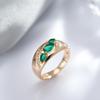 Luxury Green Zircon Golden Rings For Women Party Daily Statement Jewelry