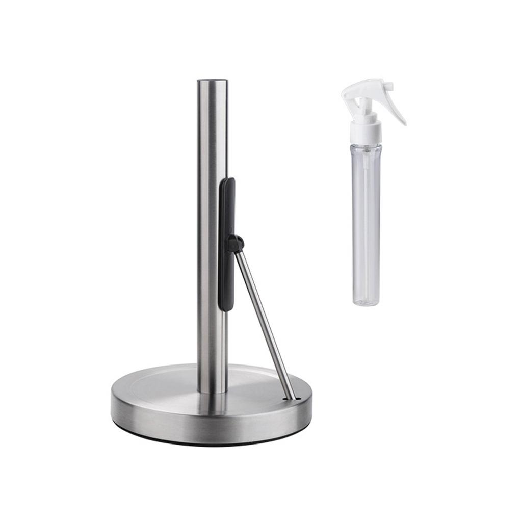 Держатель для бумажных полотенец из нержавеющей стали с бутылкой-спрей, стойка с утяжеленным основанием для рулонов салфеток для кухонной столешницы
